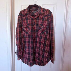 Pearl Snap Western button up - Pink and Black with Yellow